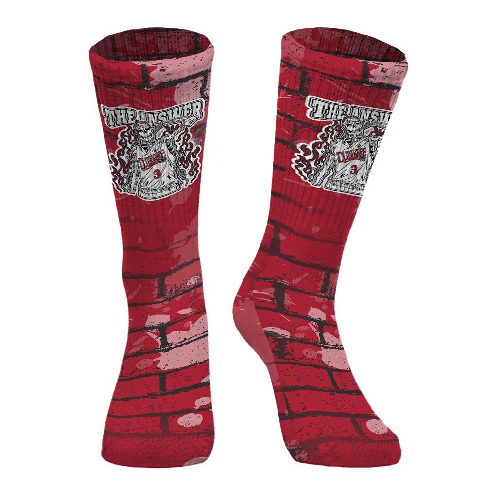 Sock To Match Black Toe 14s - Allen Answer Skeleton Brick