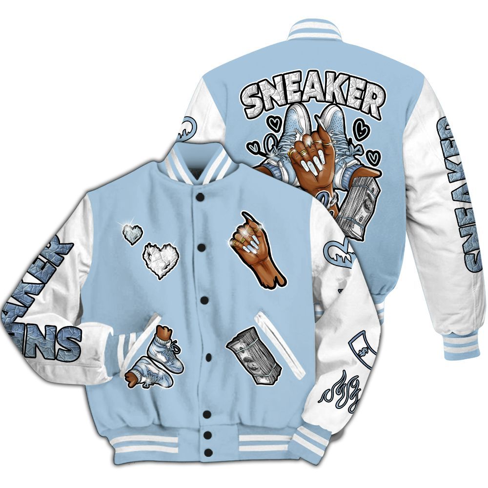 Varsity Jacket To Match Forget Me Not 4s - Sneakerz Girlz All Over Print