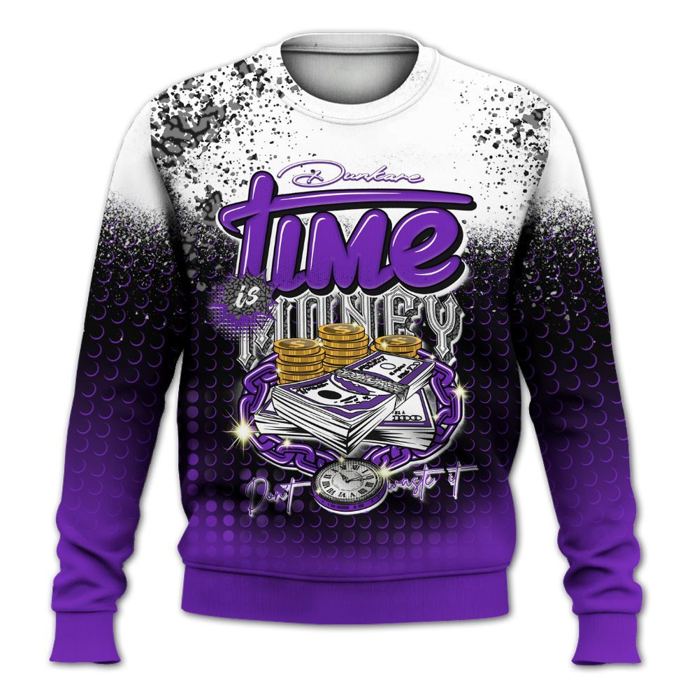 Sweatshirt To Match Retro Dark Iris 3s - Halftone Time Is Money All Over Print