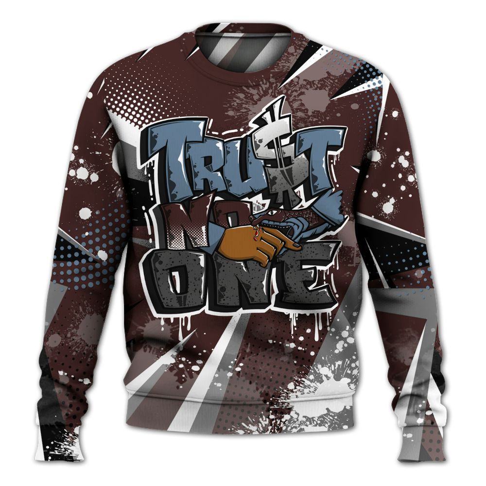 Sweatshirt To Match Burgundy 5s - Poly Trust No One Dripping All Over Print