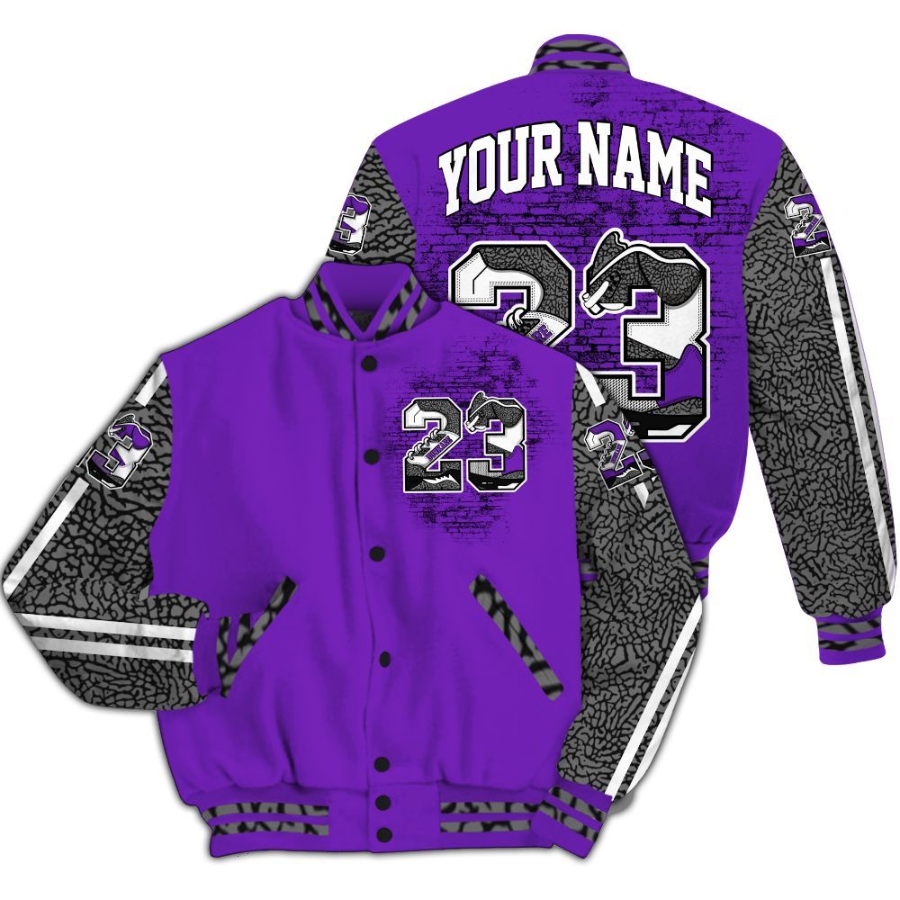 Varsity Jacket To Match Retro Dark Iris 3s - Custom Name Number 23 5s All Over Print