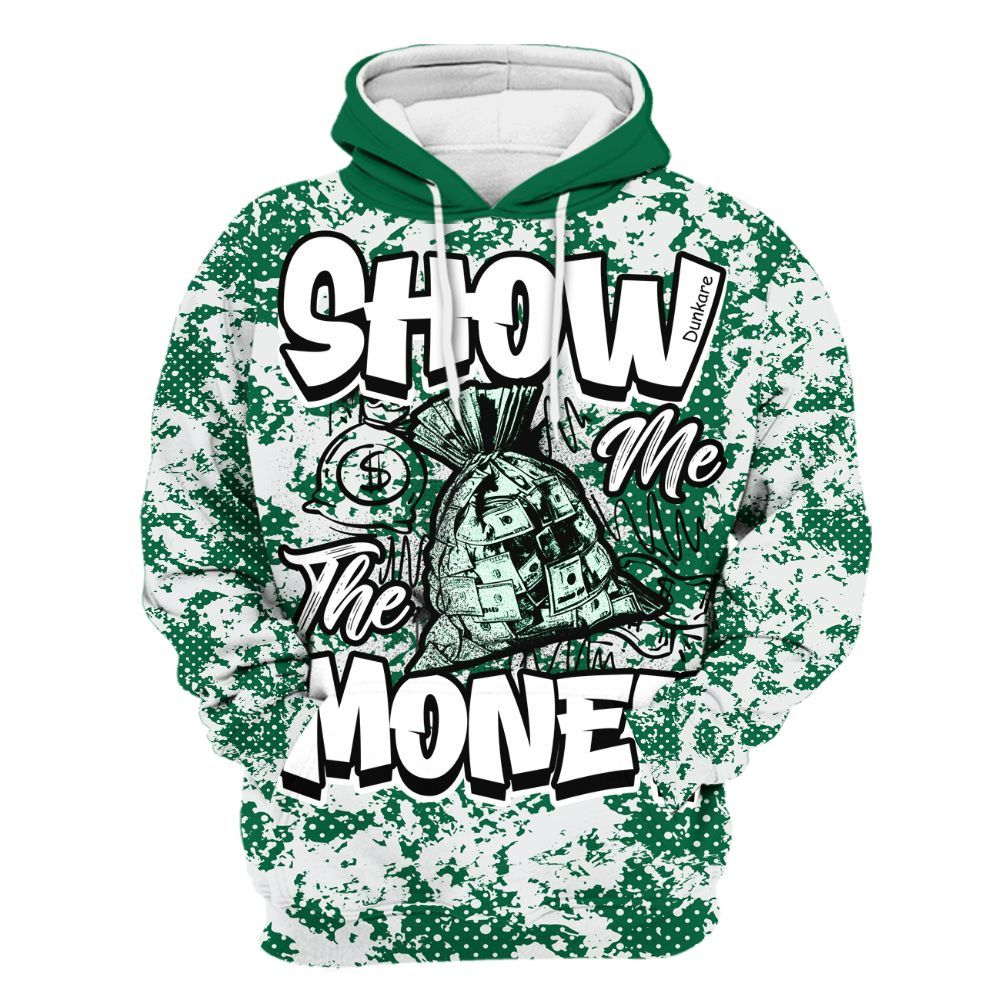 Hoodie To Match Pine Green 4s - Show Me The Money Retro All Over Print