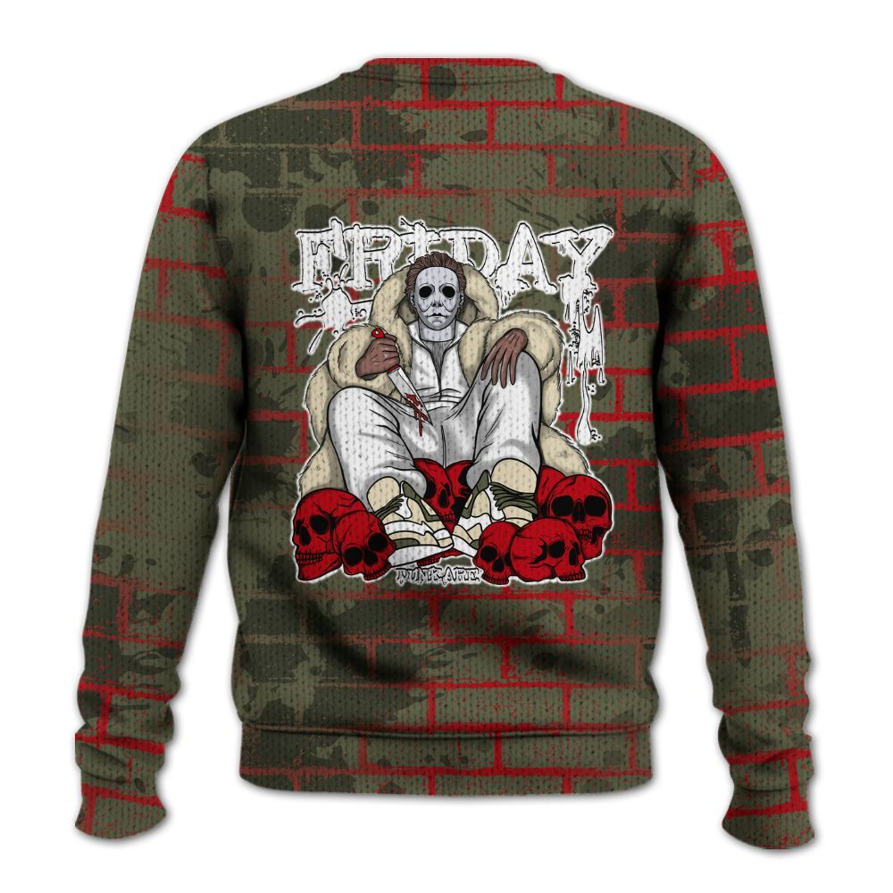 Knitted Sweater To Match Travis Scott Low OG Medium Olive 1s - Friday Brick