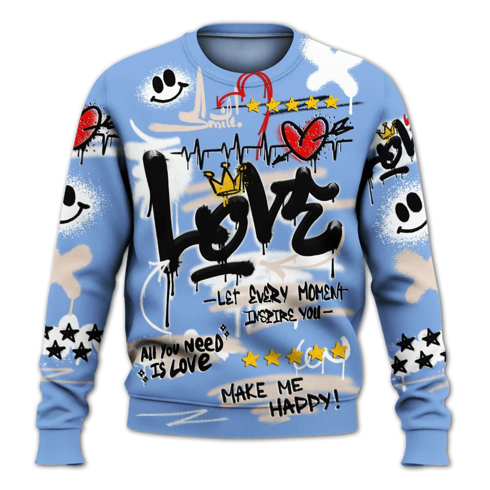 Sweatshirt To Match Air Max 1 Royal Pulse - Happy Love Beats Graffiti Streetwear All Over Print