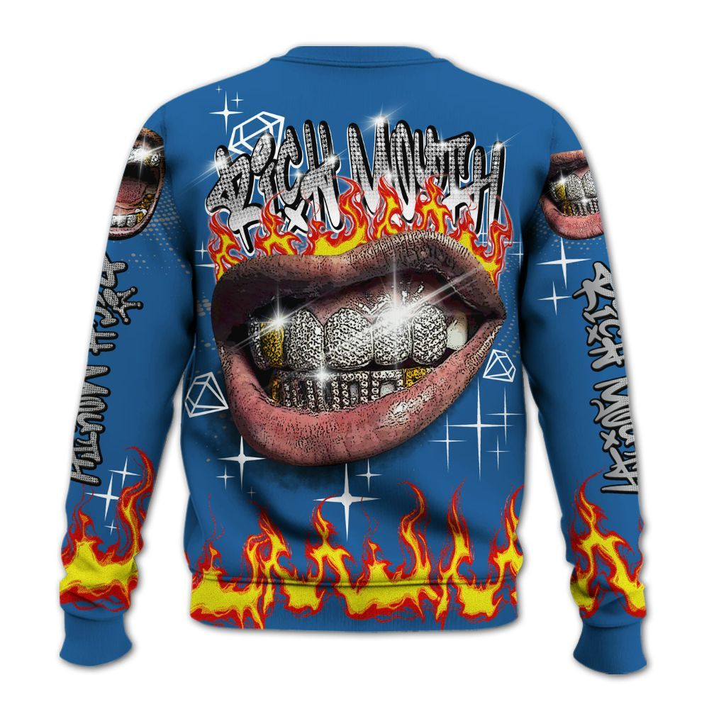 Sweatshirt To Match French Blue 13s - Rich Mouth Fire Rap Retro 90s All Over Print