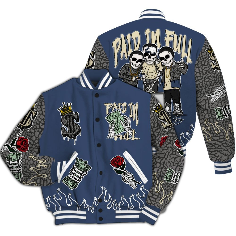 Varsity Jacket To Match Diffused Blue 3s - Fire Everybody Paid In All Over Print