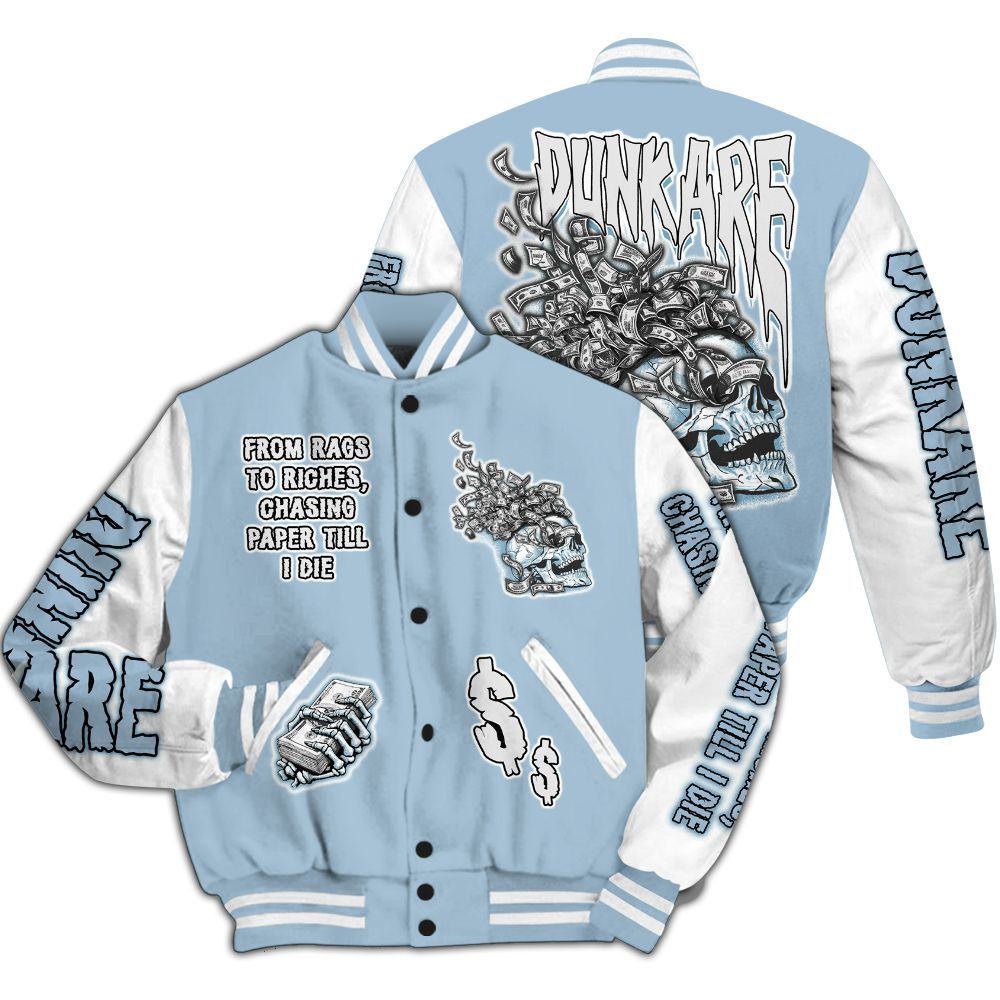 Varsity Jacket To Match Mid Ice Blue 1s - From Rags To Riches All Over Print