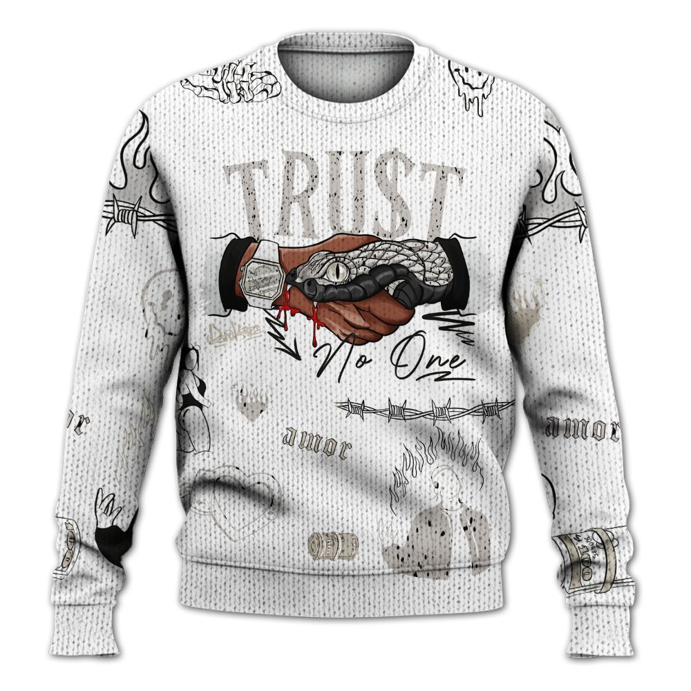 Knitted Sweater To Match Retro Reverse Metallic 5s - Trust No One Graphic