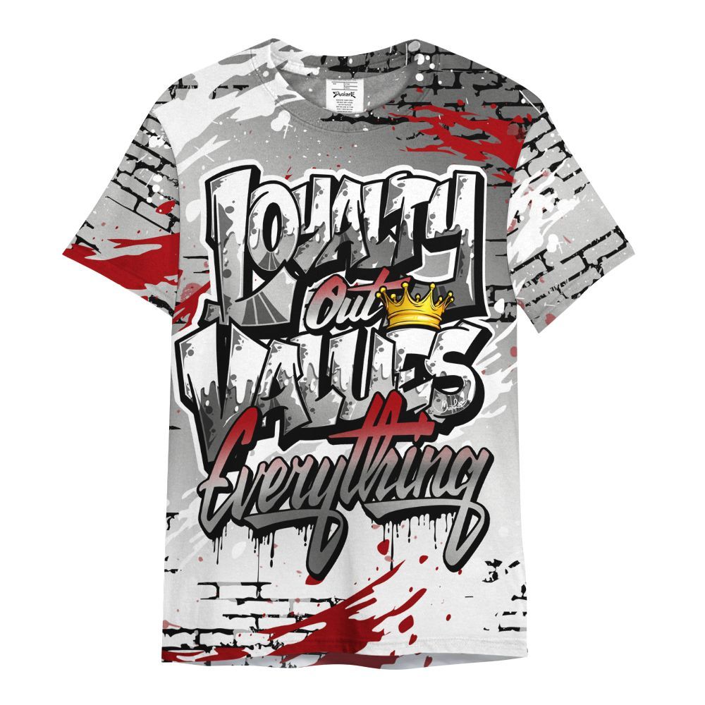Shirt To Match Metallic Silver 14s - Values Of Loyalty Drip All Over Print