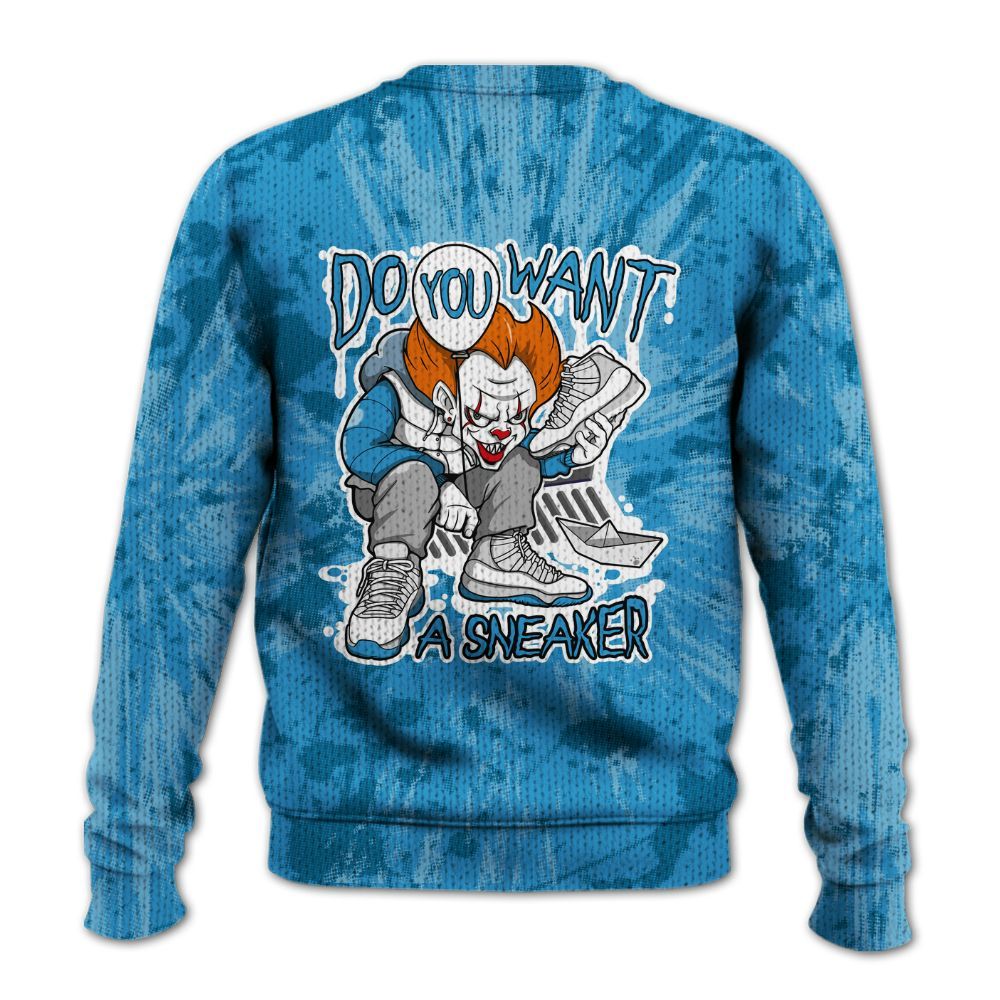 Knitted Sweater To Match Powder Blue 9s - Clown Scary Sneakers Graphic Halloween
