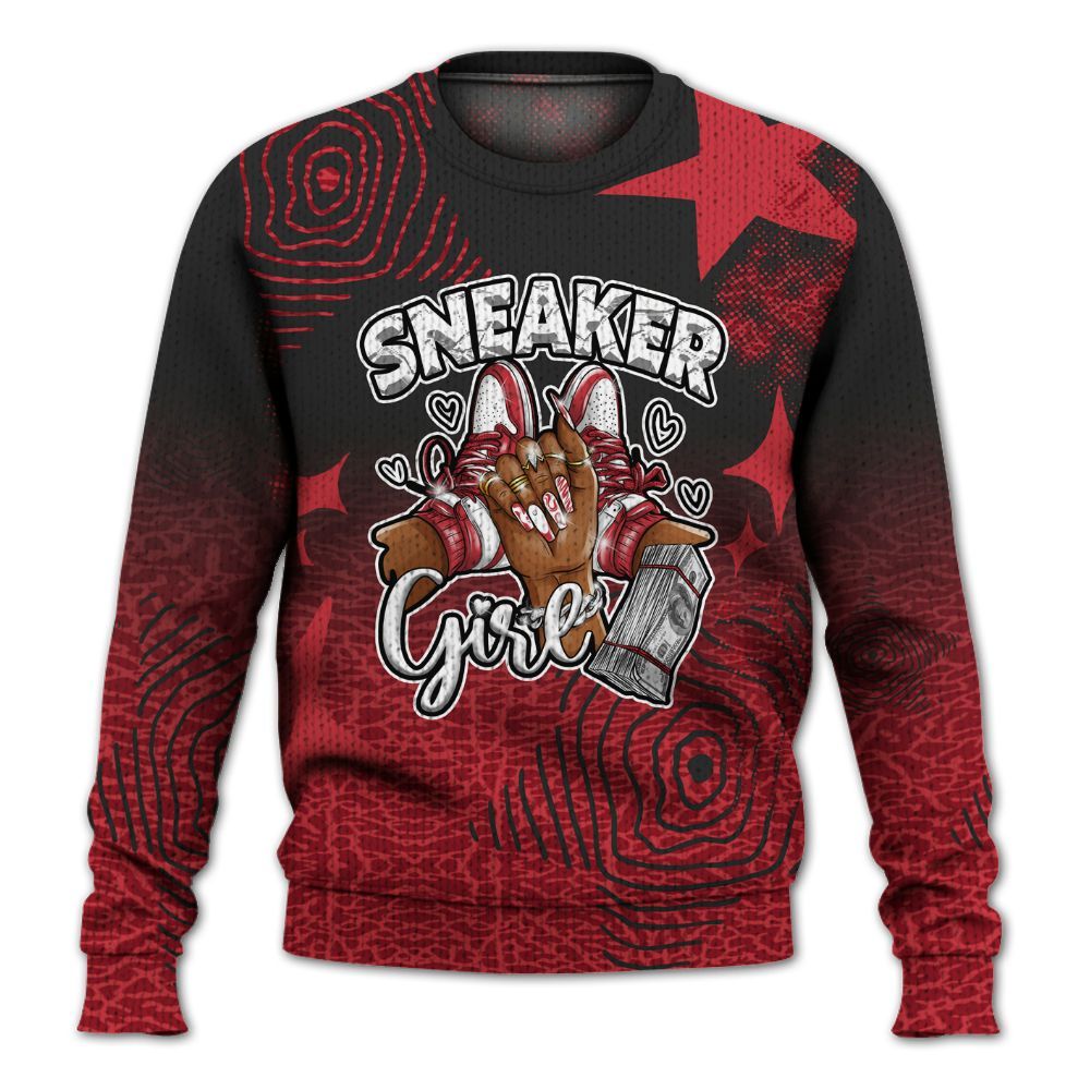 Knitted Sweater To Match High OG Varsity Red 1s - Sneakerz Girlz Unique Starz