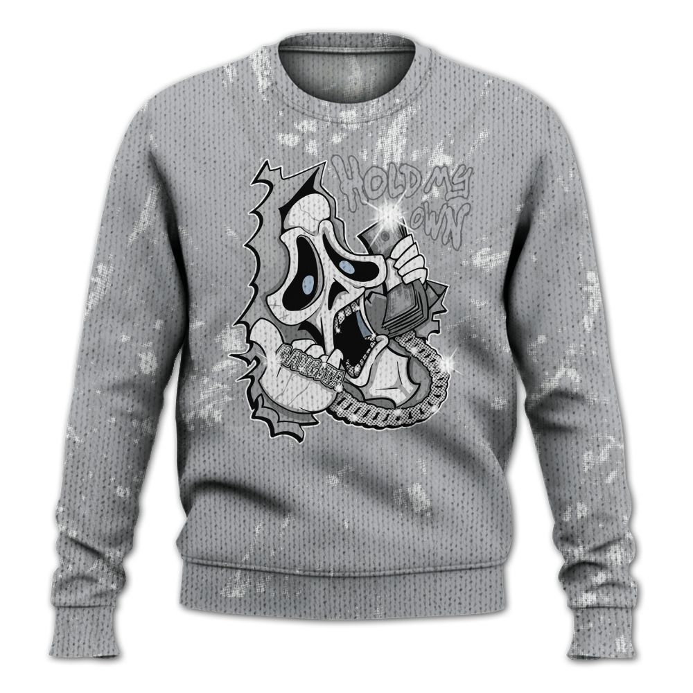 Knitted Sweater To Match Low OG Wolf Grey 1s - Hold My Own Graphic Halloween