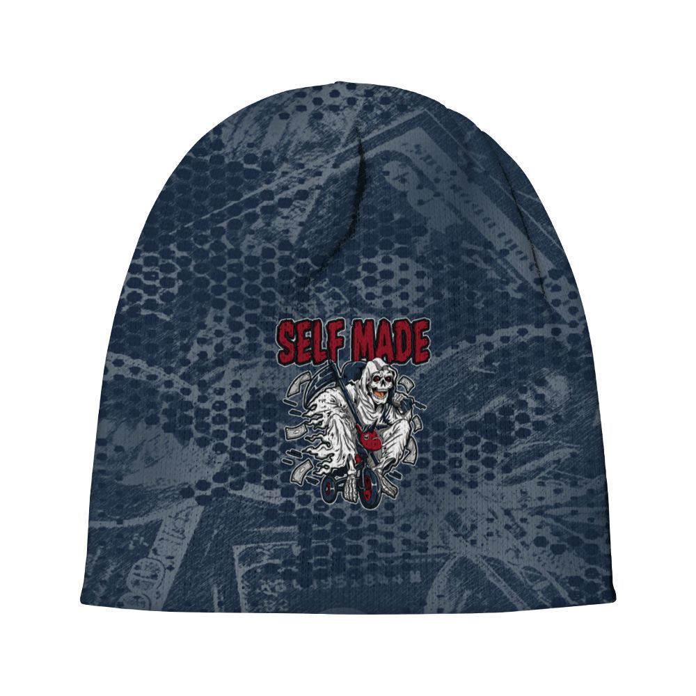Beanie Hat To Match White Midnight Navy 6s - Self Make Skeleton Banknotes Art Graphic