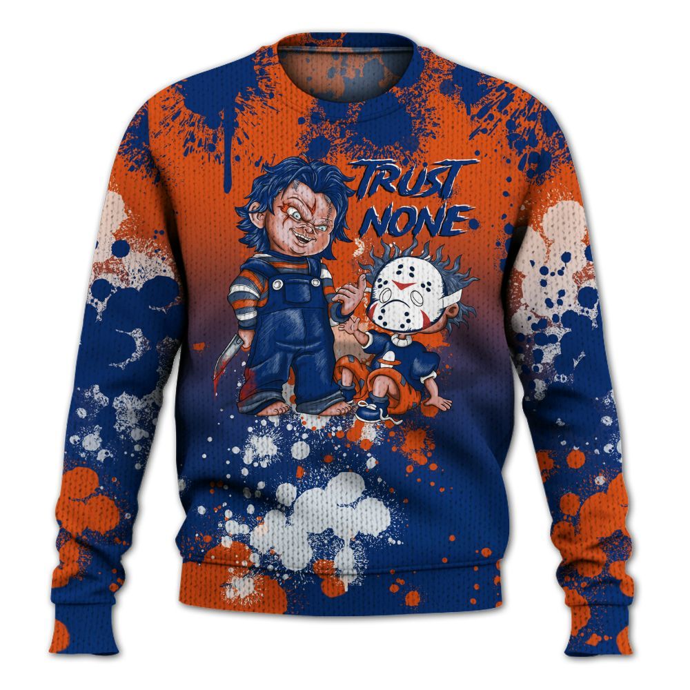 Knitted Sweater To Match Mid Knicks 1s - Trust No One Scary