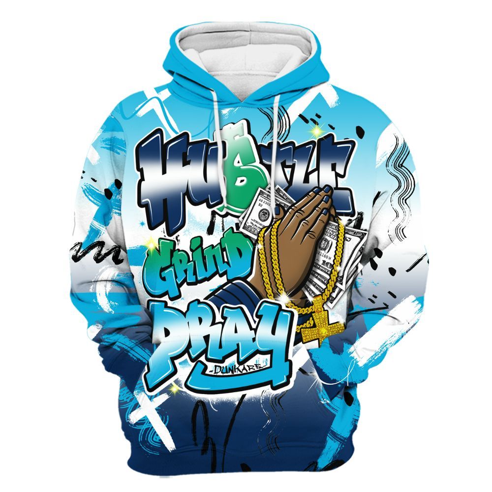 Hoodie To Match Dunk Low GS Electric Algae - Money Hustle Grind Pray All Over Print