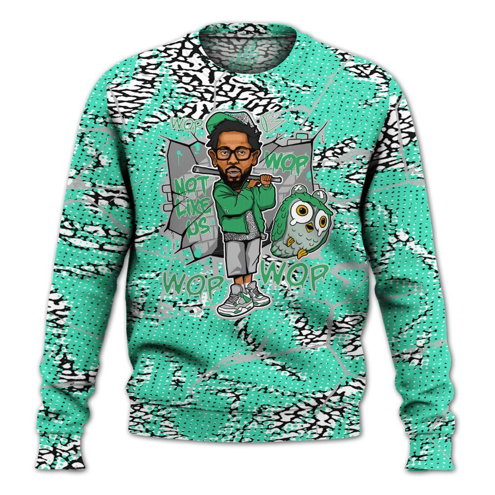 Sweatshirt To Match Black Green Glow 3s - None Like ComptonCity Graphic Crack All Over Print