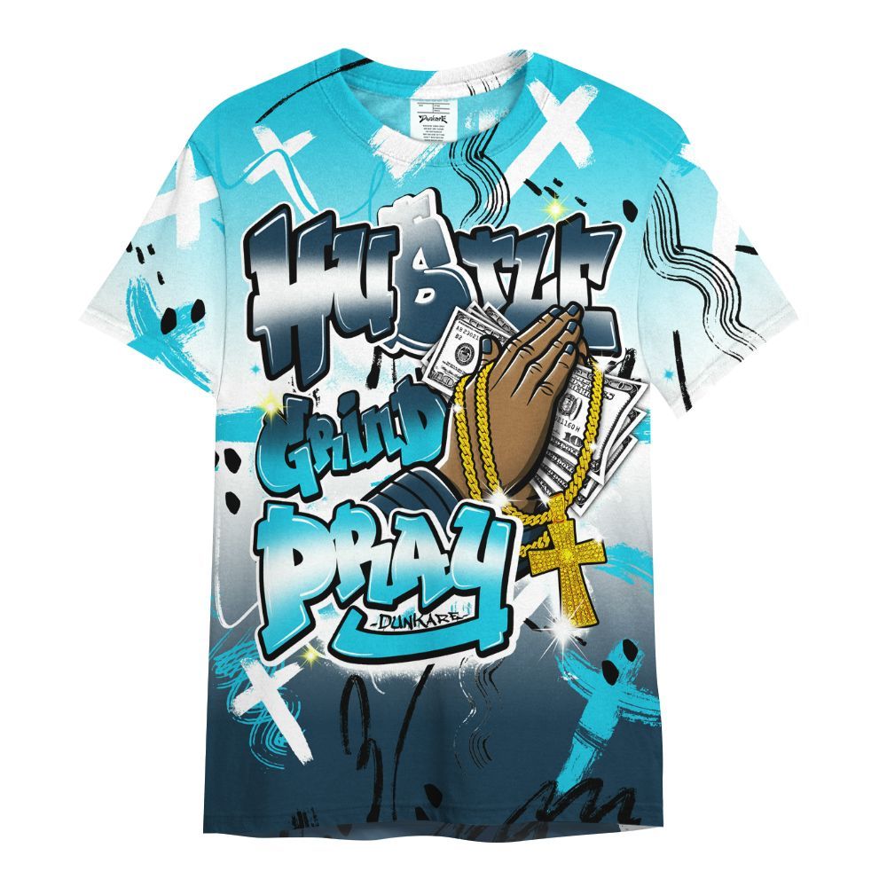 Shirt To Match Air Navy Baltic Blue - Money Hustle Grind Pray All Over Print