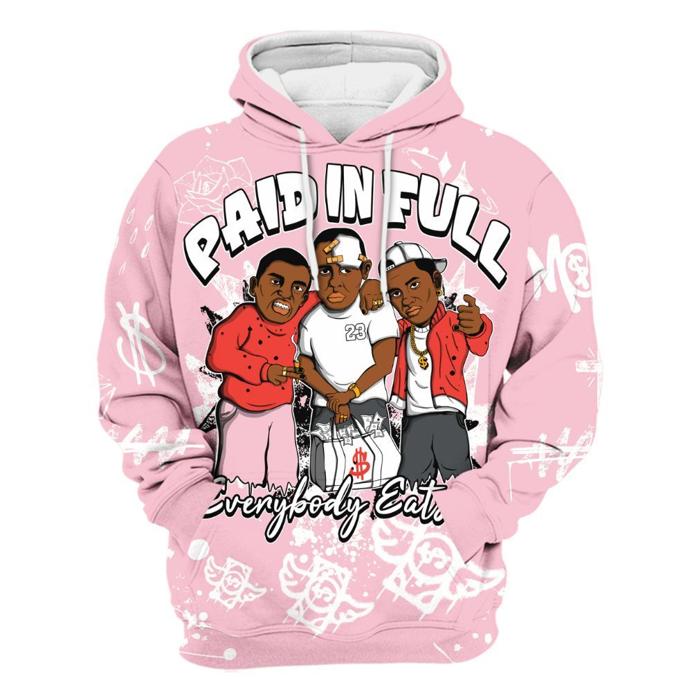 Hoodie To Match Retro Awake Arctic Pink - Everybody Paid In Full Crayon All Over Print