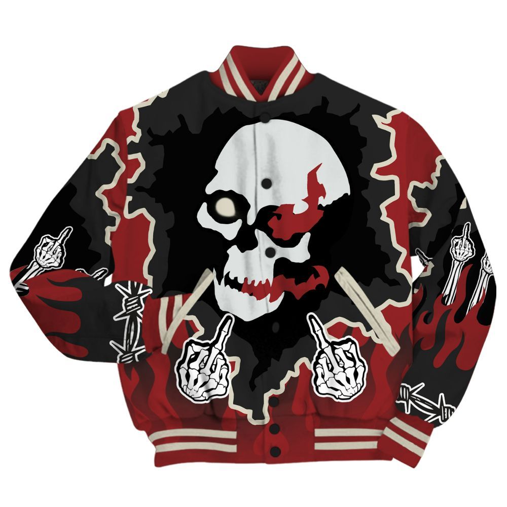 Varsity Jacket To Match High 85 Bred 1s - F Around Find Out Graphic Trapped All Over Print