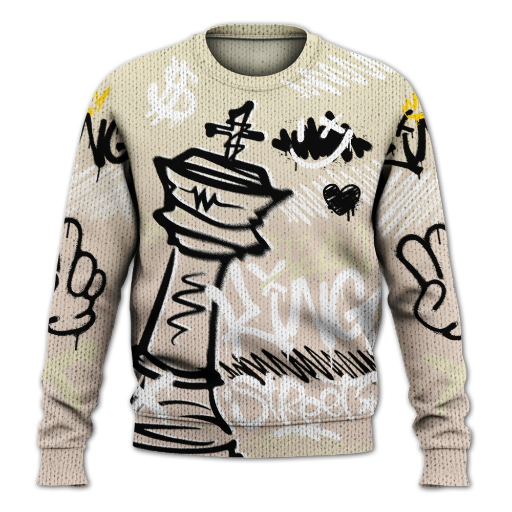 Knitted Sweater To Match A Ma Maniere X Fossil Stone 4s - Street King Chess Streetwear
