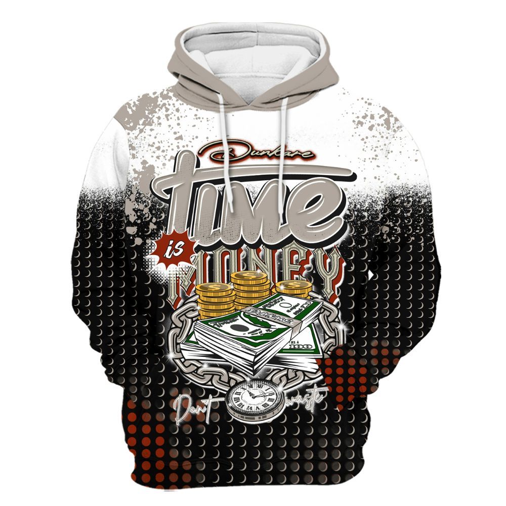 Hoodie To Match El Grito 5s - Halftone Time Is Money All Over Print