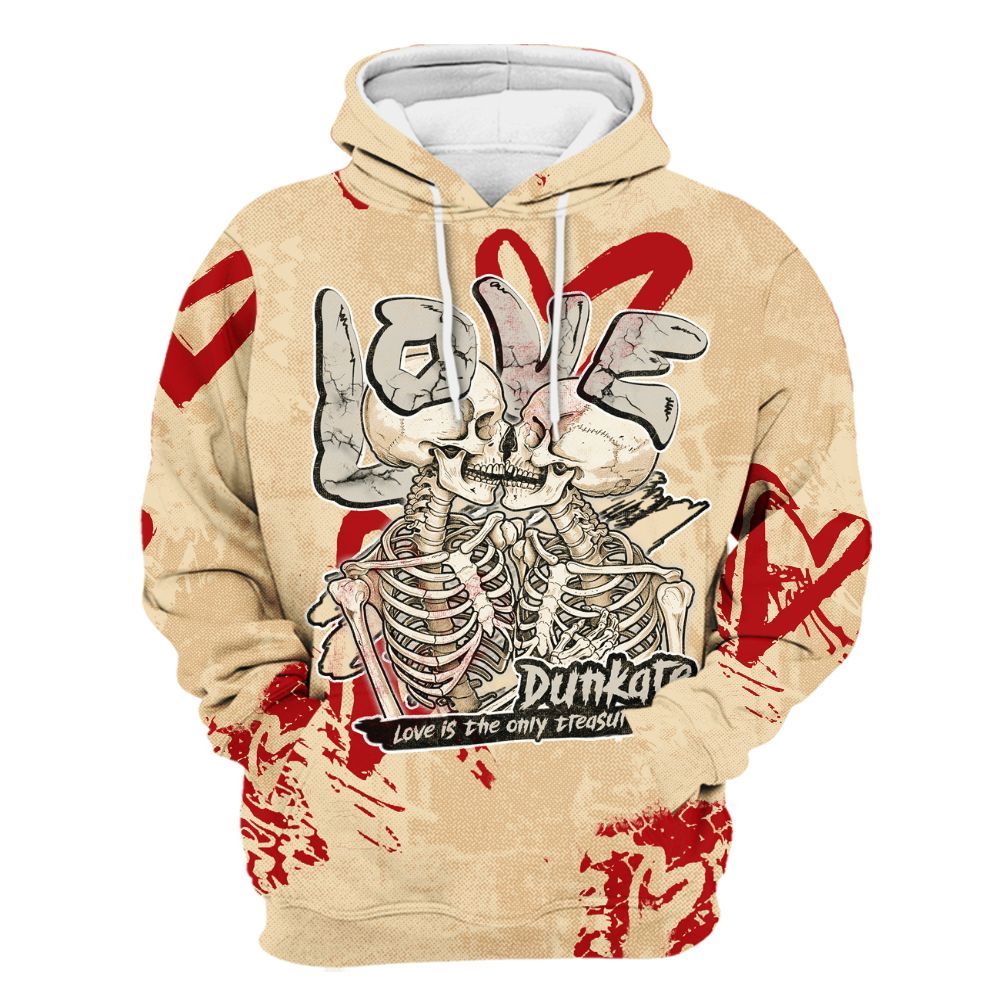 Hoodie To Match Dunk Low Strawberry Waffle - Skull Love All Over Print
