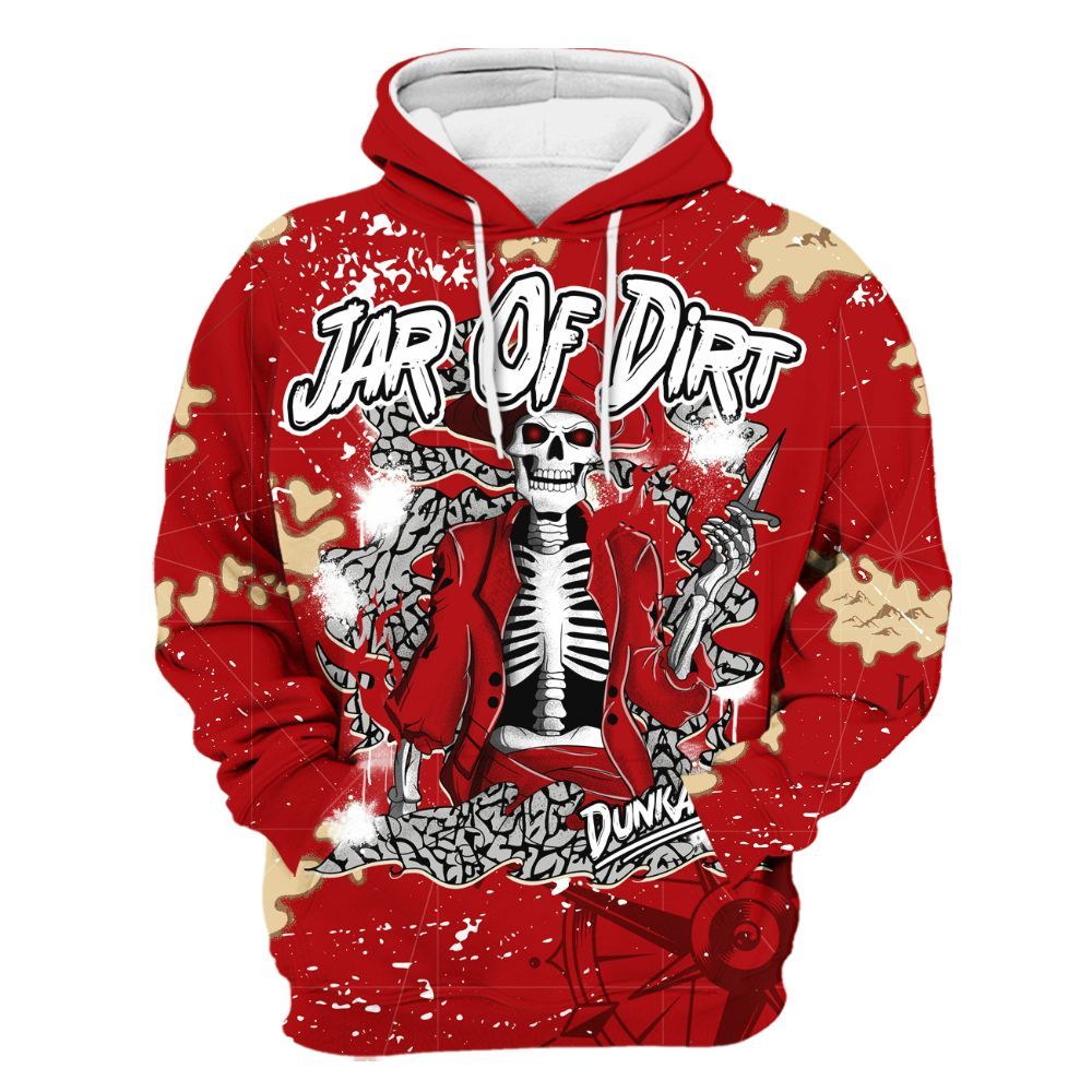 Hoodie To Match Cement Grey 3s - Skeleton Jar Of Dirt Retro All Over Print