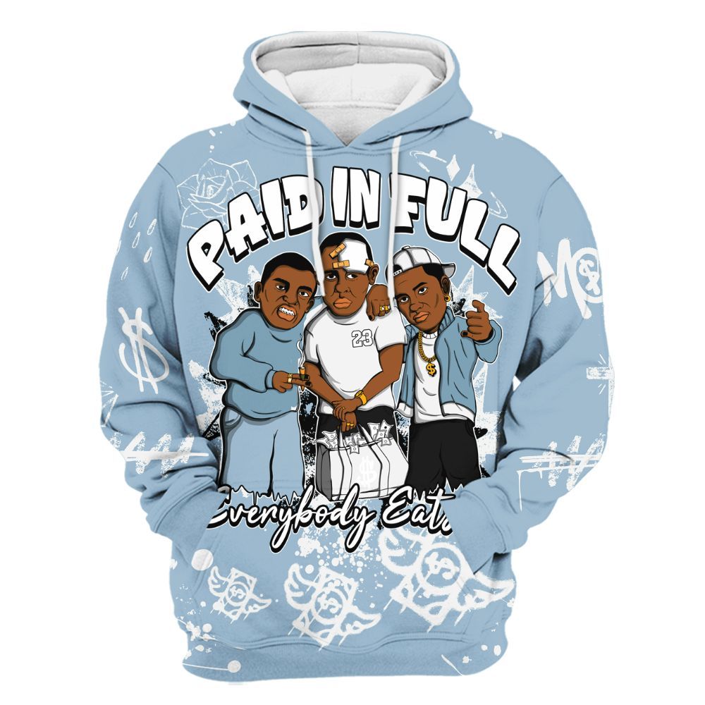 Hoodie To Match Mid Ice Blue 1s - Everybody Paid In Full Crayon All Over Print