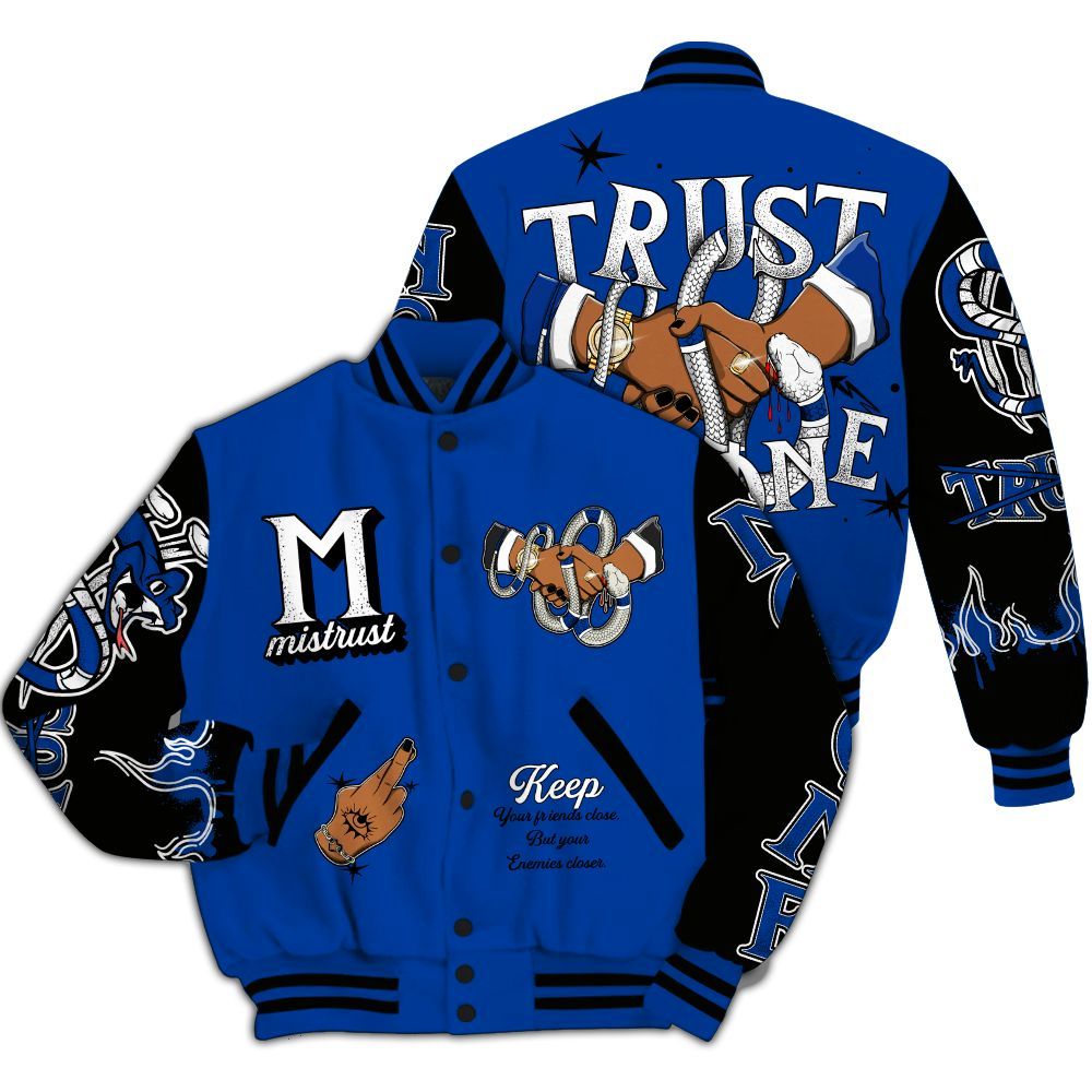Varsity Jacket To Match Hyper Royal 12s - Trust No One Snake-Bite Street Style All Over Print