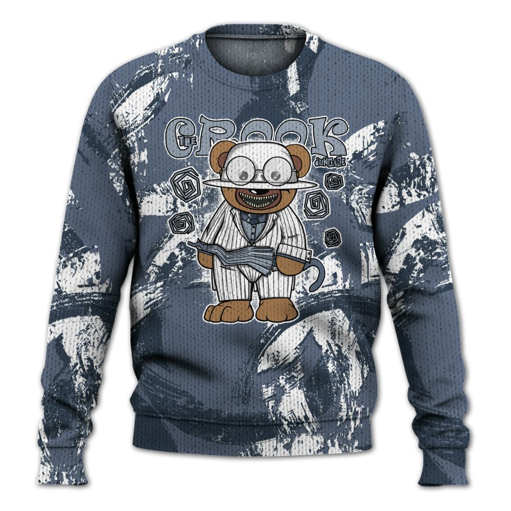 Knitted Sweater To Match Low Diffused Blue 11s - Swindler Bear Circle Slpash