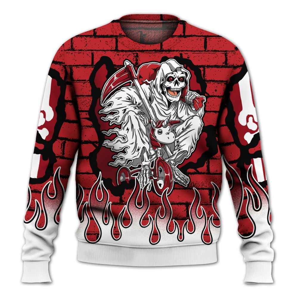 Sweatshirt To Match Retro Cherry 12s - Self Make Skeleton Crashed All Over Print