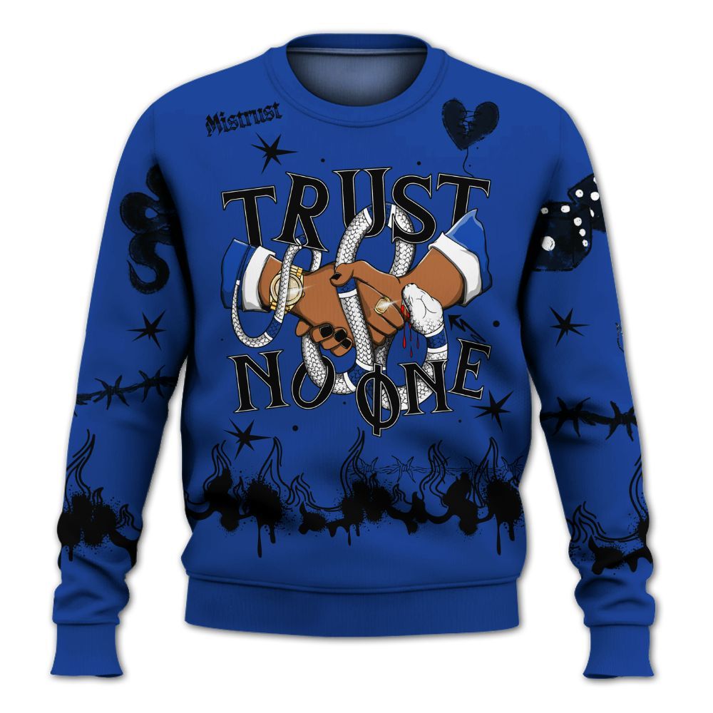 Sweatshirt To Match Air Foamposite One Royal - Trust No One Snake-Bite Doodle Crayon All Over Print
