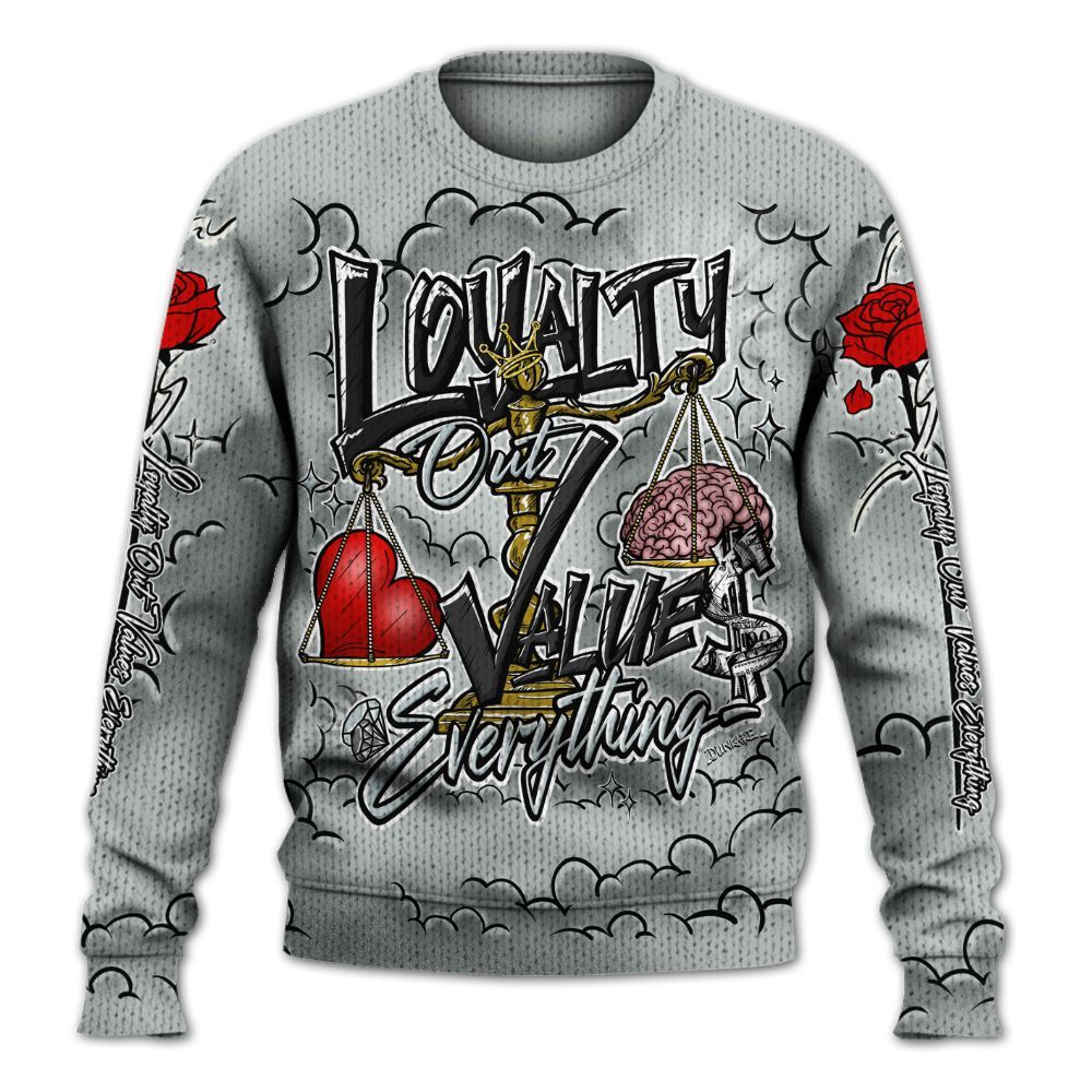 Sweater To Match Black Wolf Grey 12s - Loyalty Wins Everything Graphic