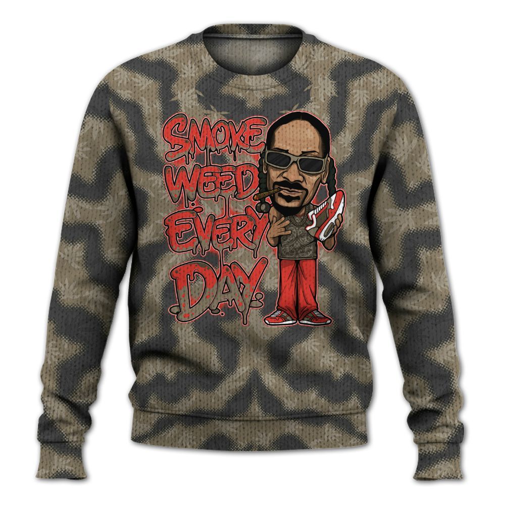 Knitted Sweater To Match Olive 9s - Smoking Every Day Graphic Weeding Art