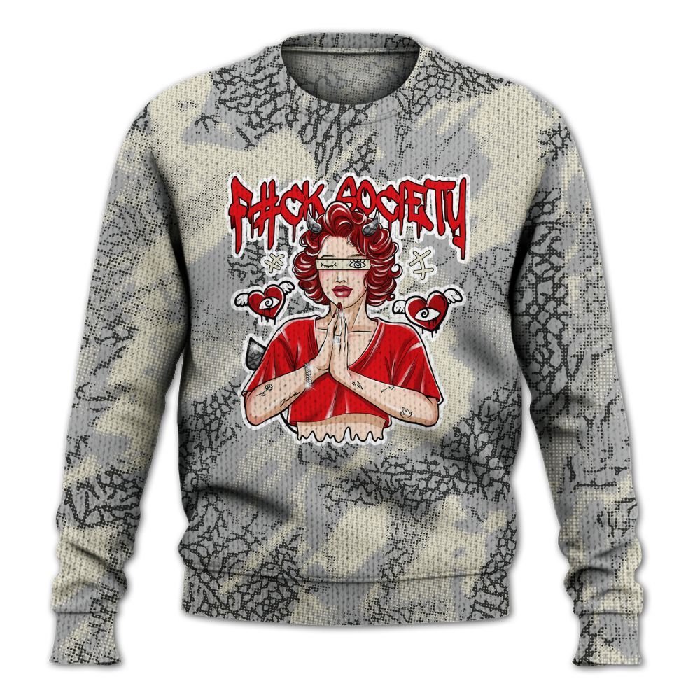 Knitted Sweater To Match Cement Grey 3s - F#ck Xociety Halftone