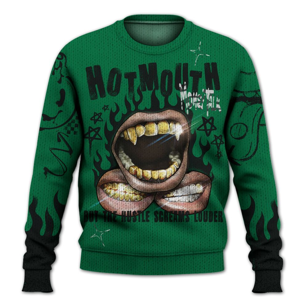 Knitted Sweater To Match Pine Green 3s - Mouth Burning Street Style
