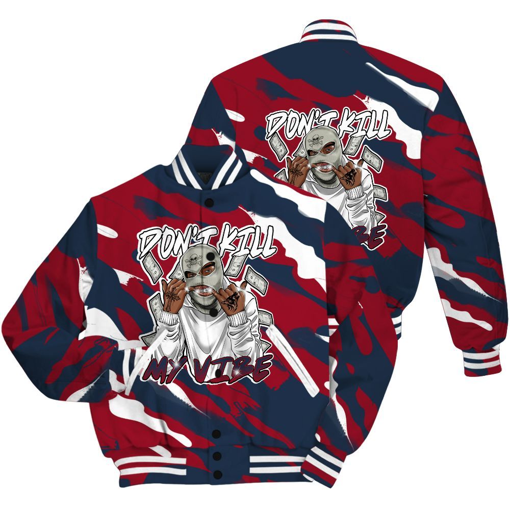 Varsity Jacket To Match White Midnight Navy 6s Shirt - Vibe.Unique Colored All Over Print