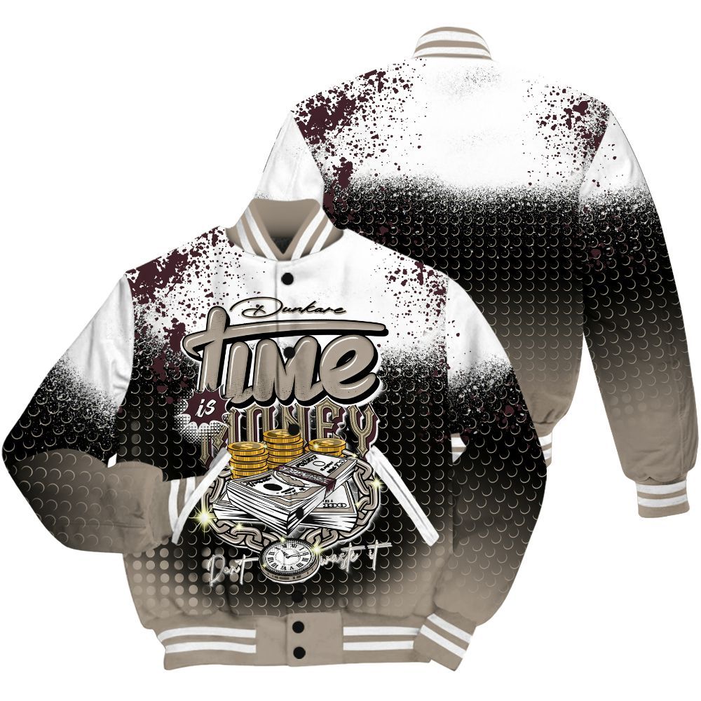 Varsity Jacket To Match AMM Retro Phantom 4s Shirt, Halftone Time Is Money All Over Print