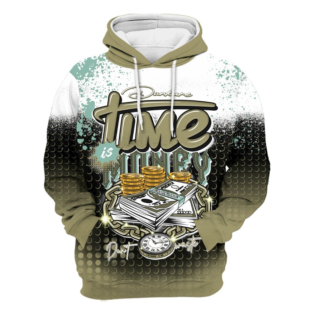 Hoodie To Match Dunk Low Suede Olive Aura - Halftone Time Is Money All Over Print
