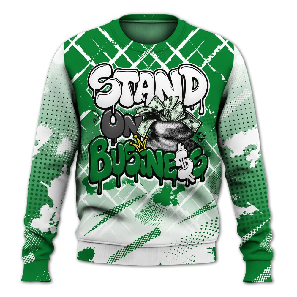 Sweatshirt To Match Lucky Green 1s - Halftone Stand Business Dripping All Over Print