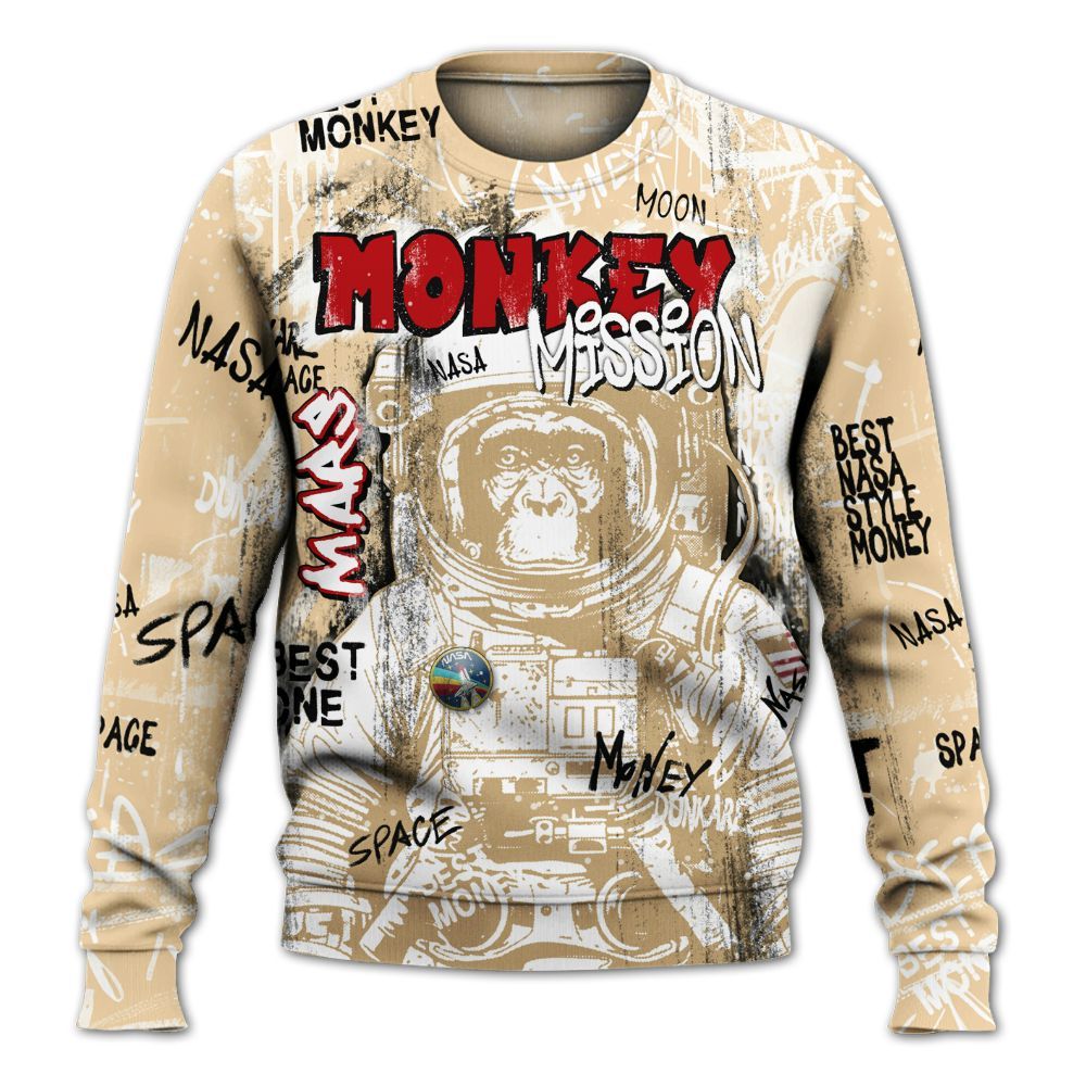 Sweatshirt To Match Dunk Low Strawberry Waffle - Monkey Misson Space All Over Print