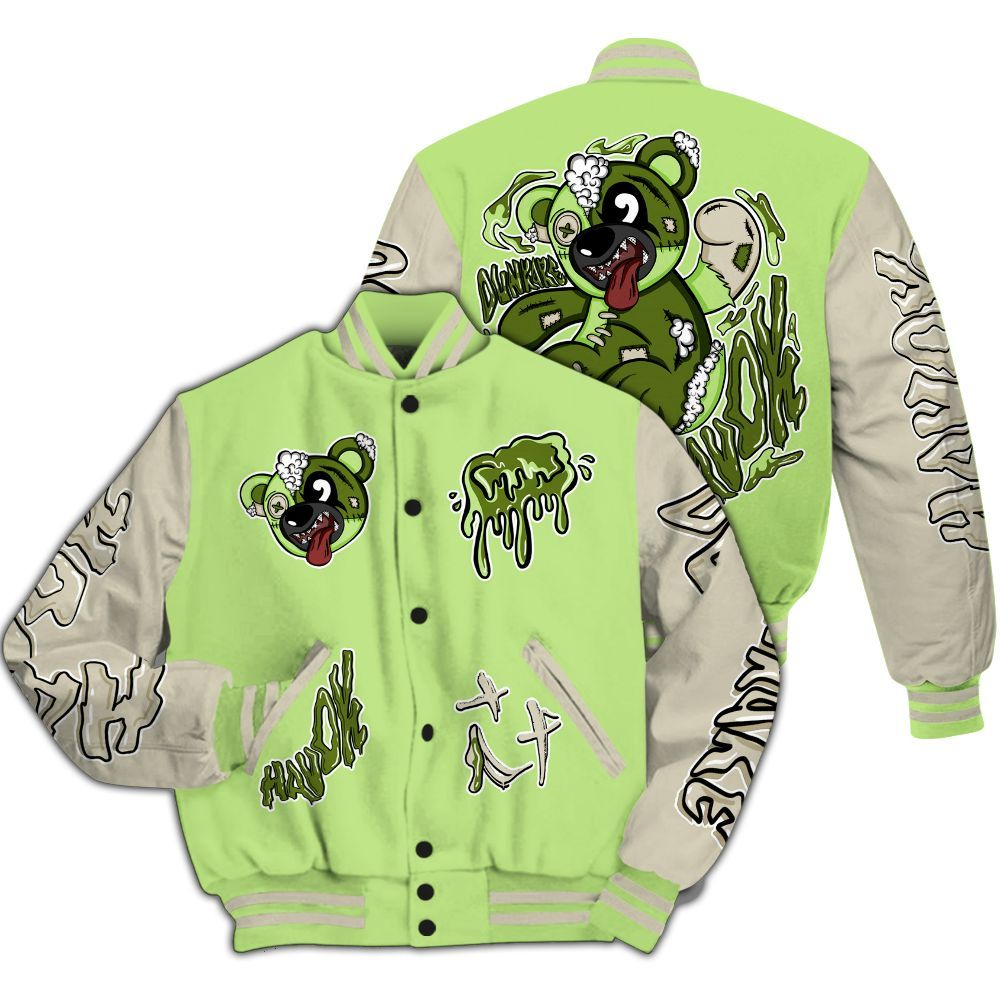 Varsity Jacket To Match Air Max Stussy Action Green - Havok Bear All Over Print