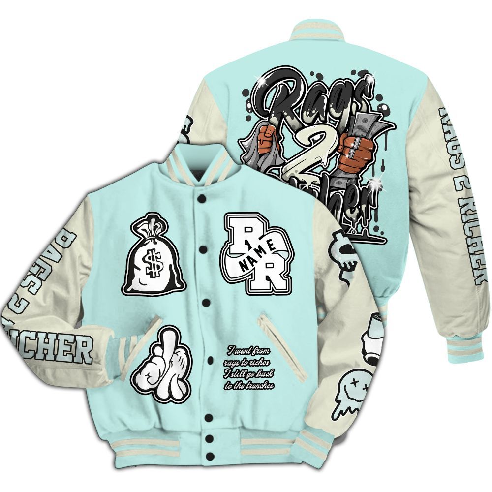 Varsity Jacket To Match Pure Platinum 4s - Rag 2 Rich Graphic Custom Name All Over Print