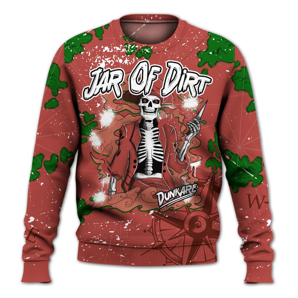 Sweatshirt To Match Dune Red 13s - Skeleton Jar Of Dirt Retro All Over Print