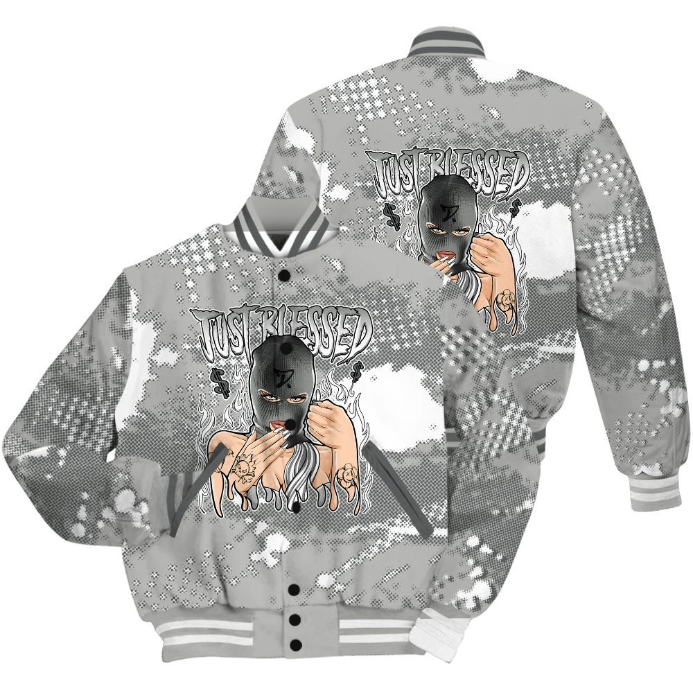 Varsity Jacket To Match Paris Cement Grey 4s Shirt - Blessed!! Smoke Dot All Over Print