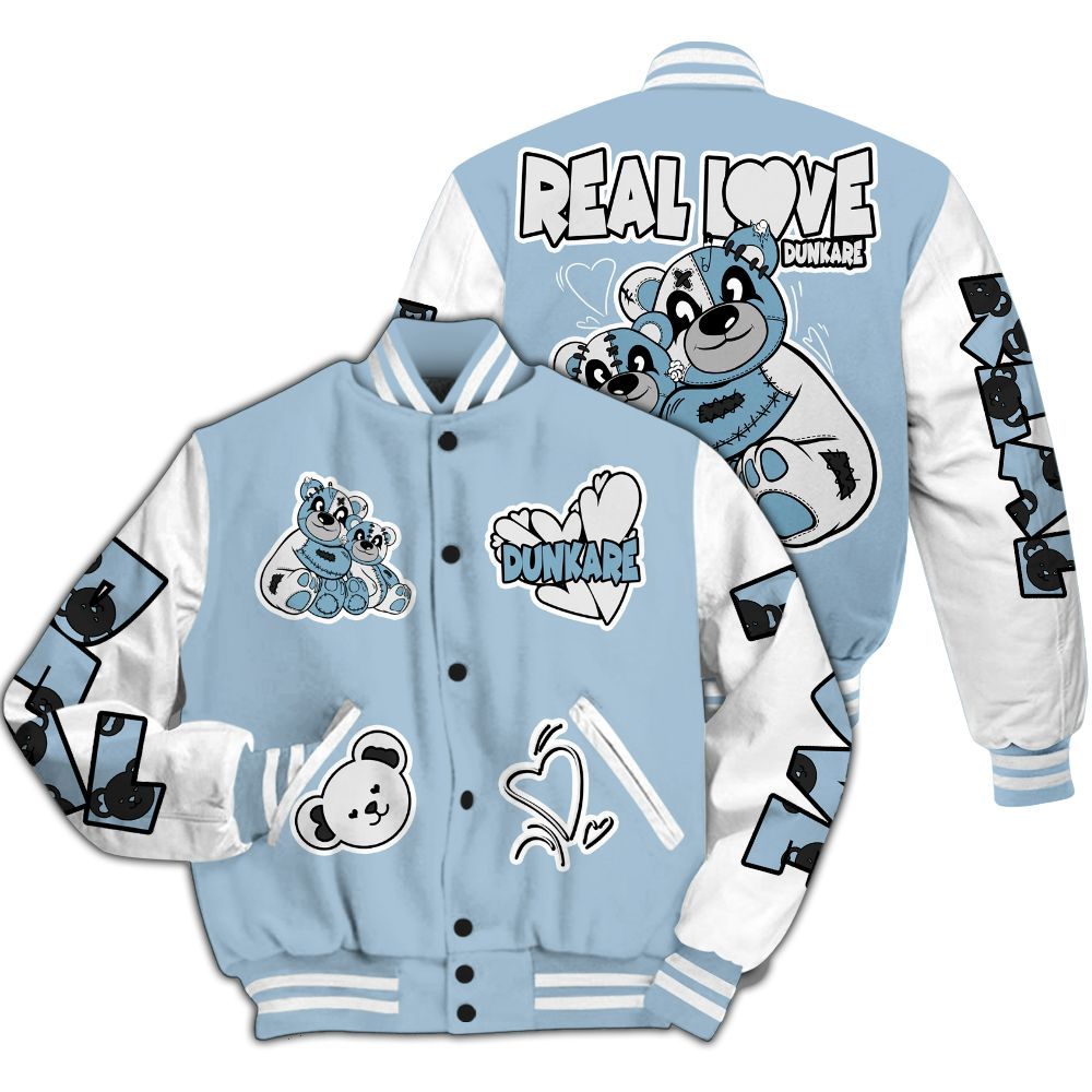 Varsity Jacket To Match Mid Ice Blue 1s - Sincere Fondness Bear All Over Print
