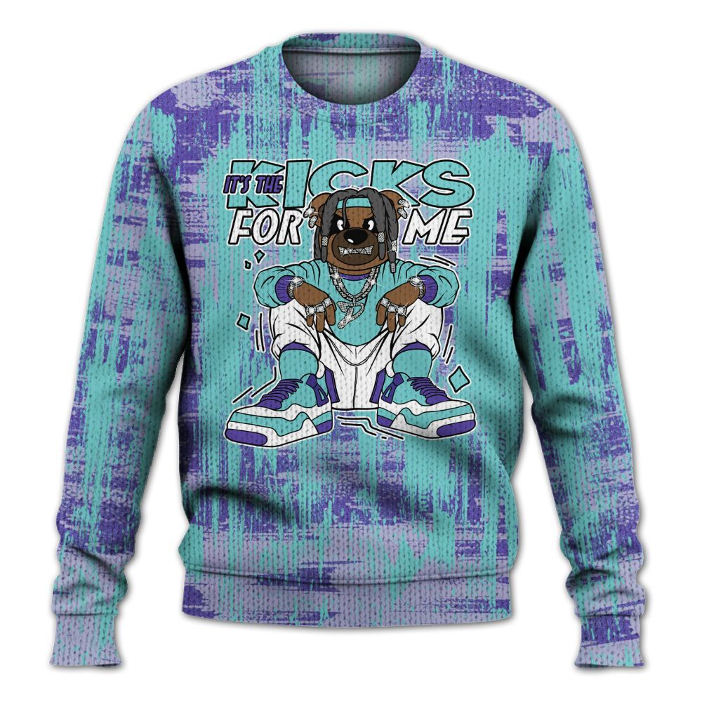 Knitted Sweater To Match Low Hornets 1s - Sneakers Bear Glitch Art