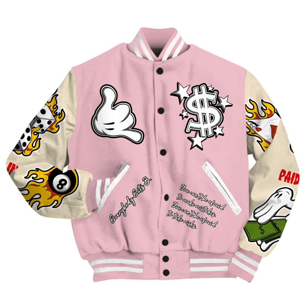 Varsity Jacket To Match Low OG Shy Pink 1s - Everybody Paid In Full Graphic All Over Print