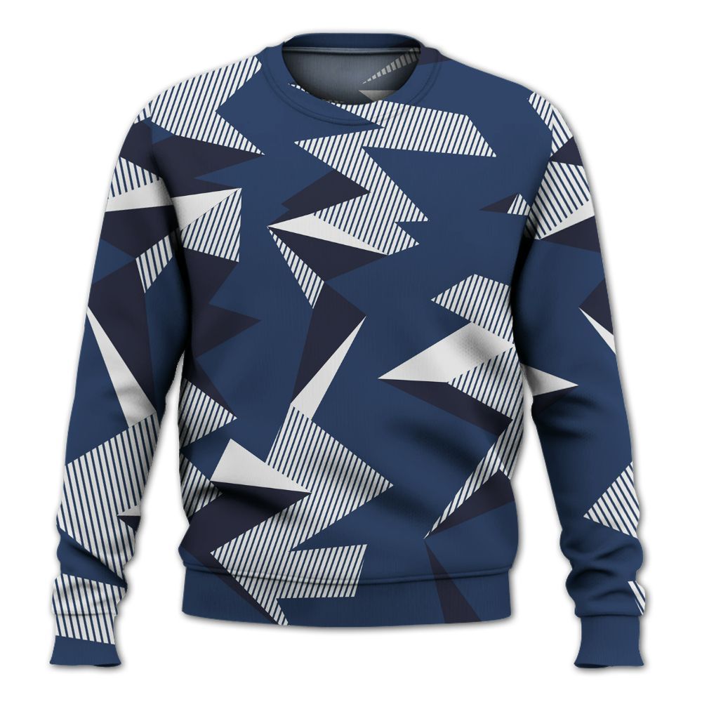 Sweatshirt To Match Low 85 Metallic Blue 1s - Geometric Camouflage Pattern All Over Print