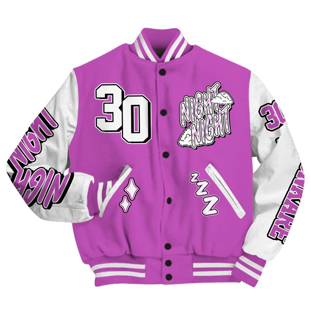 Varsity Jacket To Match Hyper Violet 4s - Seeya Skeleton All Over Print